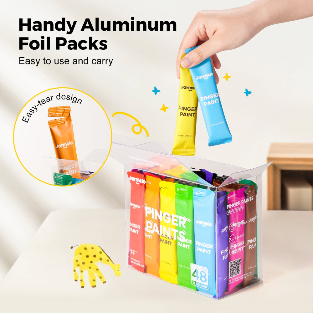 Jar Melo Color Burst Finger Paint-48Pcs (12 colors)
